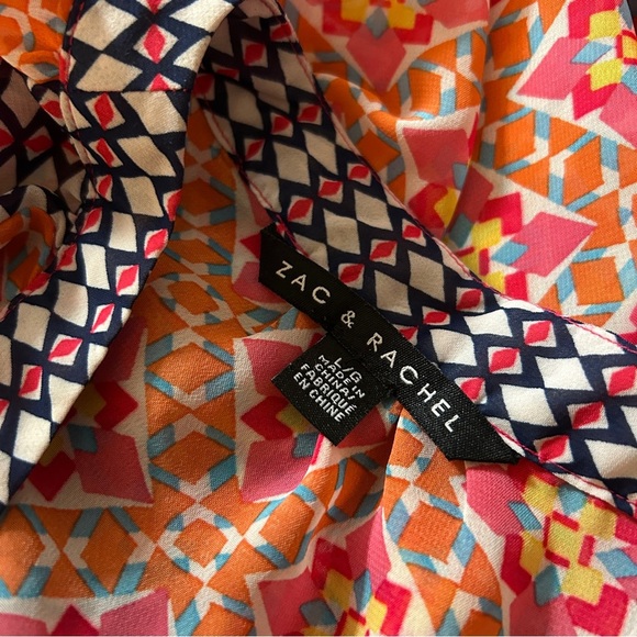 Zac & Rachel Orange and Black Geometric Blouse L - Picture 5 of 9